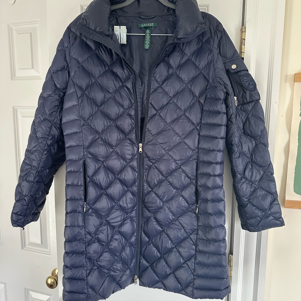 Ralph Lauren navy quilted puffer coat